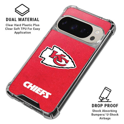 NFL Kansas City Chiefs Distressed Pixel 9/9 Pro Clear Case